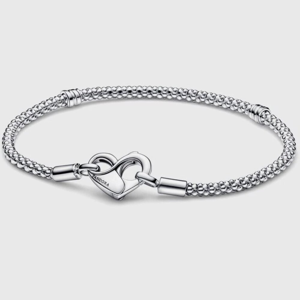 Pandora Moments 925 Sterling Silver Studded Chain Bracelet 7.5 Authentic New
